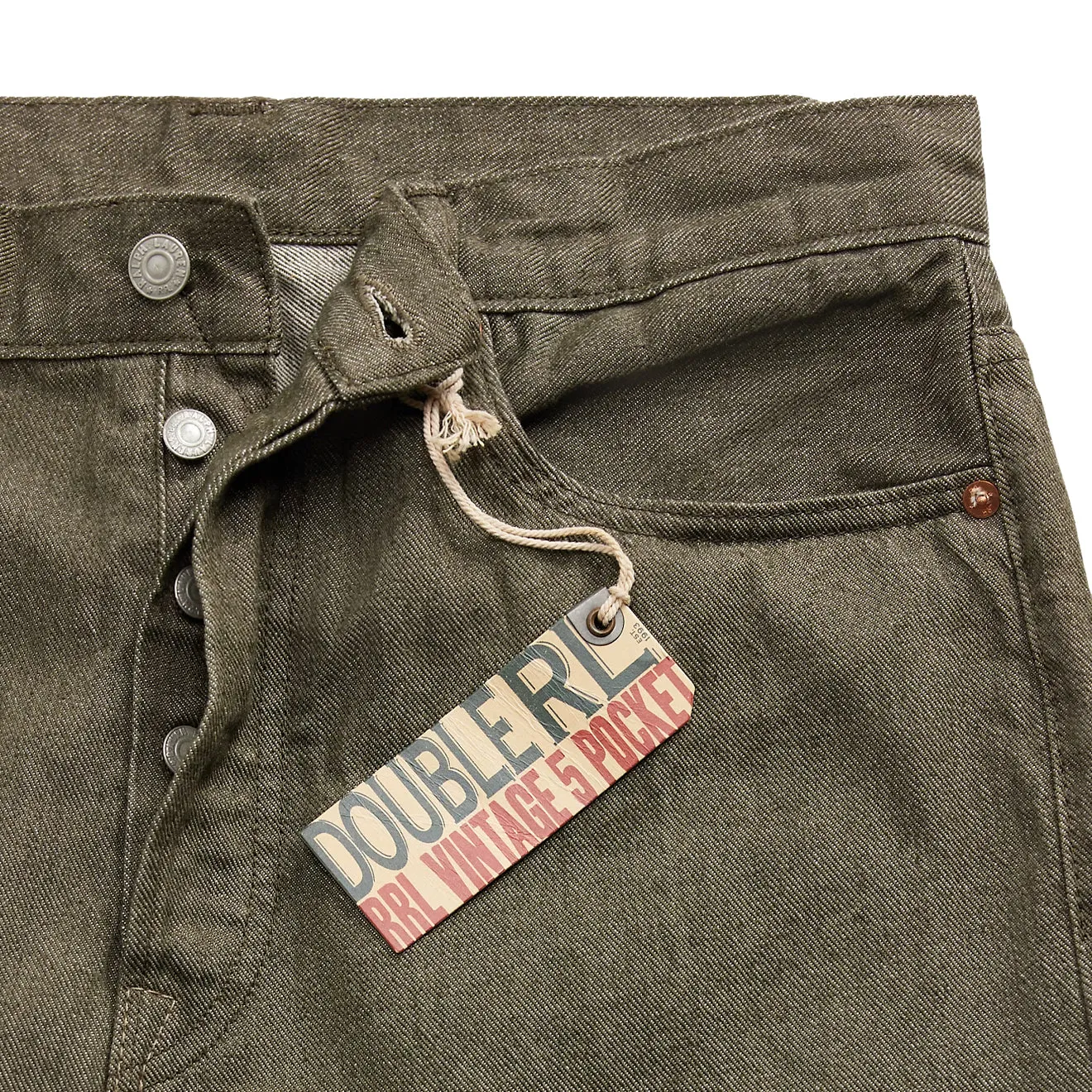 MustShop Sale Rrl By Ralph Lauren Vintage 5 Pocket Olive Selvedge Jean Olive Rinse