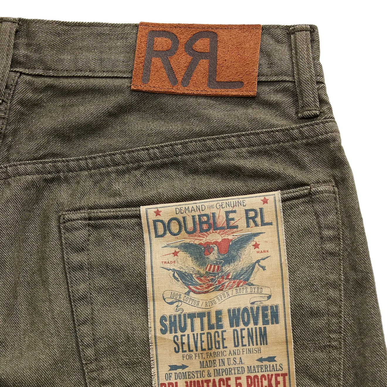 Rrl By Ralph Lauren Vintage 5 Pocket Olive Selvedge Jean Olive Rinse Shop Smart Deals Special Savings Today