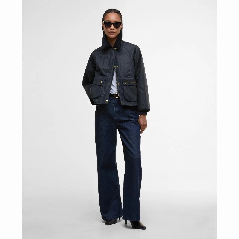 Online Exclusive Offer Mega Savings Now Barbour Cropped Beadnell Ladies Wax Jacket - Navy/Classic