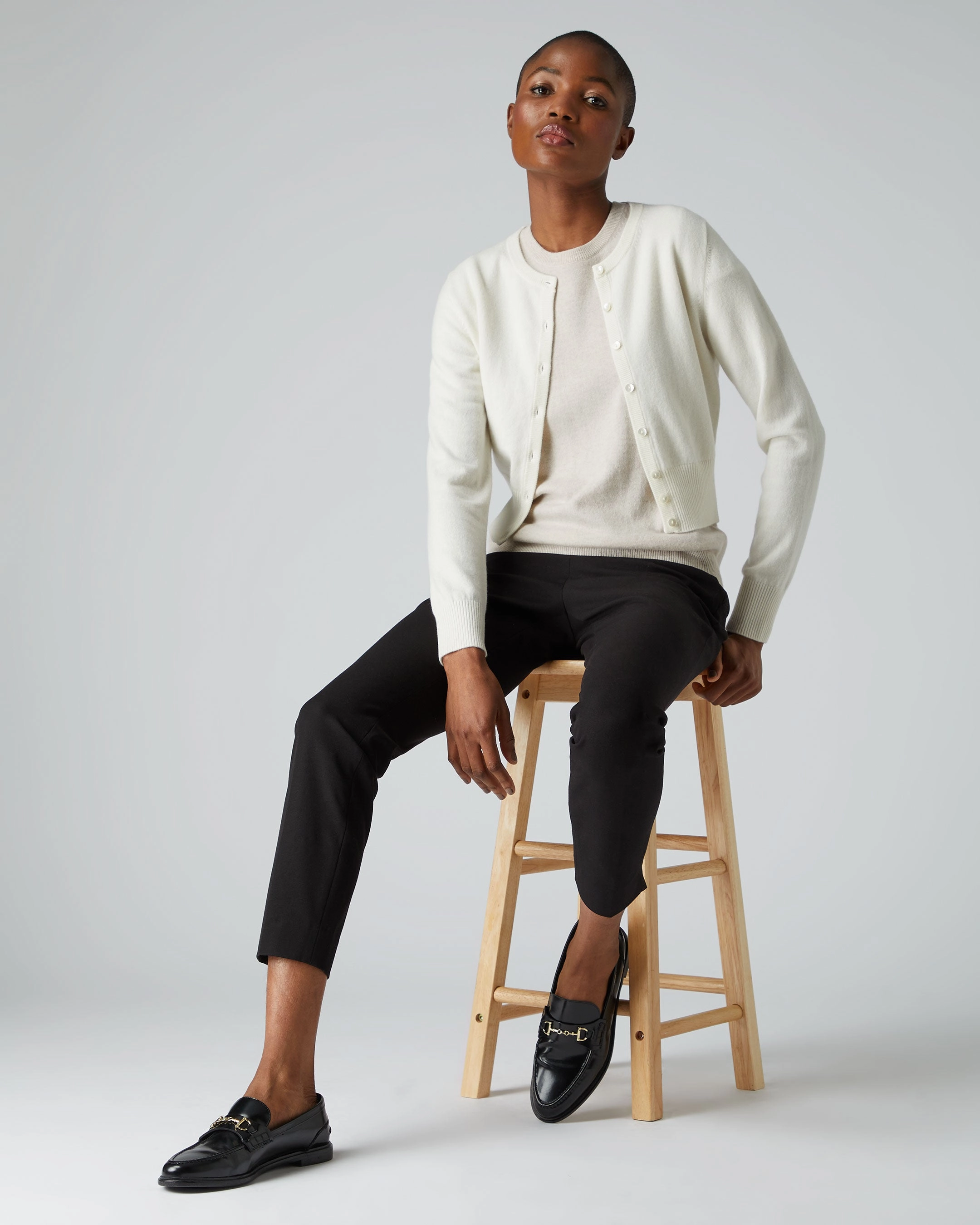 Women'S Ivy Cropped Cashmere Cardigan New Ivory White Exclusive Online Offer
