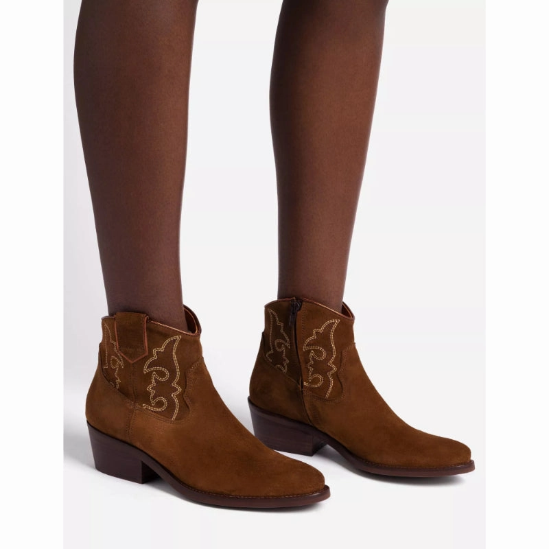 Todays Steal Penelope Chilvers Cassidy Suede Embroidered Ladies Boot - Peat