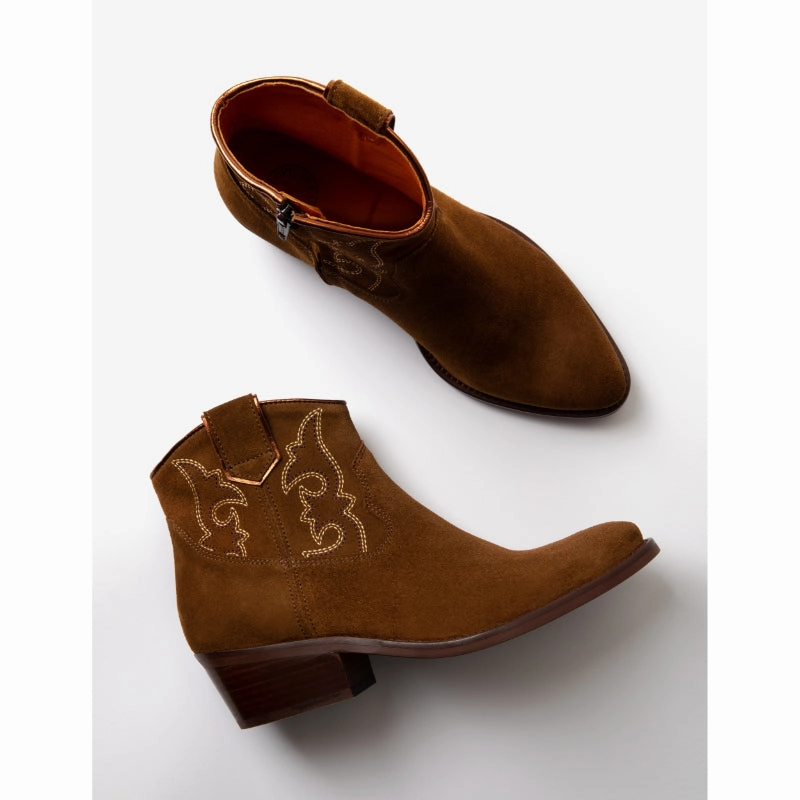 Penelope Chilvers Cassidy Suede Embroidered Ladies Boot - Peat Price Drop Today