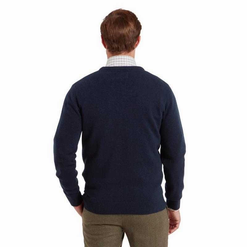 Hot Sale Today Surprise Discount Today Schoffel Lewis Lambswool V Neck Mens Jumper - Navy