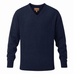 Special Savings Today Gift Ideas Galore Schoffel Lewis Lambswool V Neck Mens Jumper - Navy