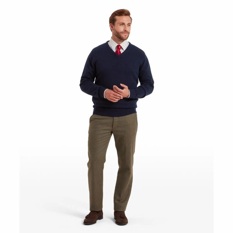 Schoffel Lewis Lambswool V Neck Mens Jumper - Navy Save Today Only