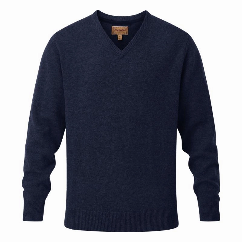 Special Savings Today Gift Ideas Galore Schoffel Lewis Lambswool V Neck Mens Jumper - Navy