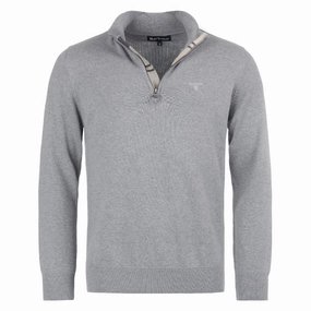 Barbour Cotton Half Zip Mens Jumper - Grey Marl Price Drop Alert Special Occasion Discount