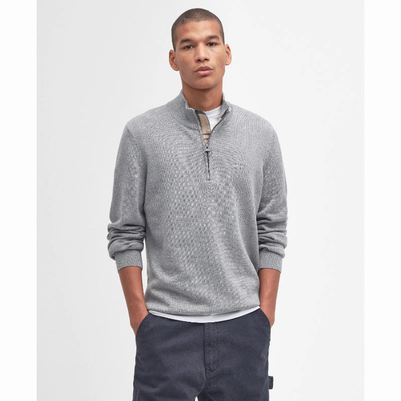 Instant Hot Deal Grab Save Today Barbour Cotton Half Zip Mens Jumper - Grey Marl