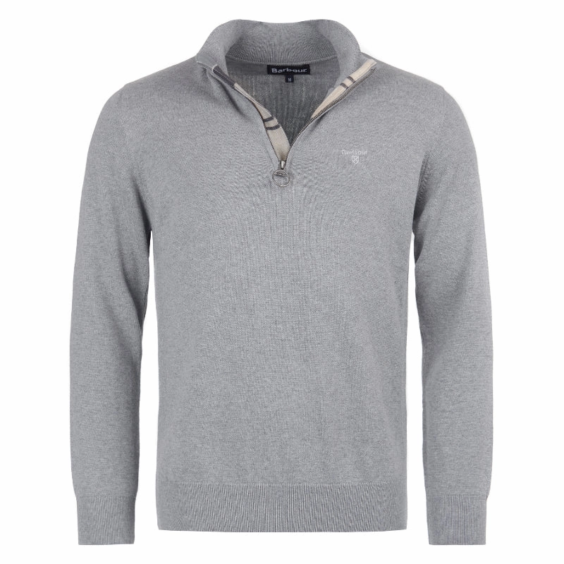 Barbour Cotton Half Zip Mens Jumper - Grey Marl Price Drop Alert Special Occasion Discount