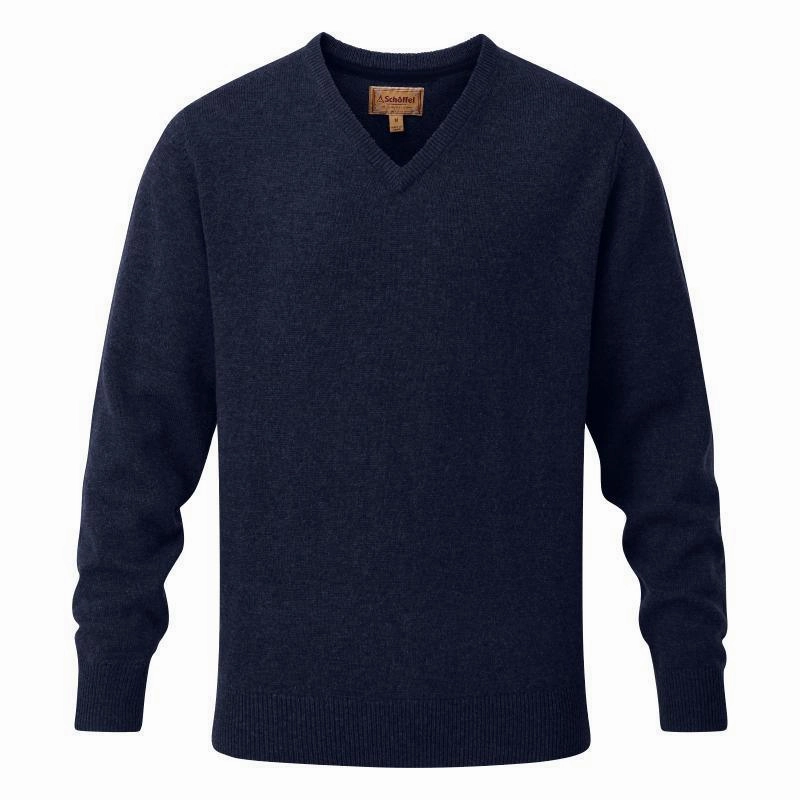 Schoffel Lambswool Mens V Neck Jumper - Navy Limited Time Offer
