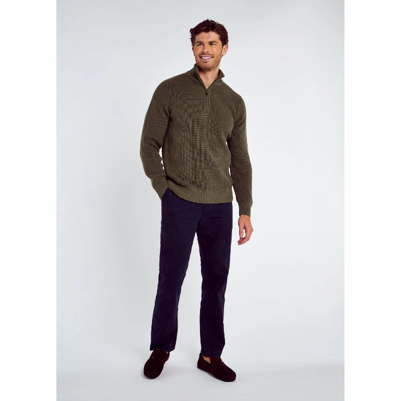 Dubarry Portmarnock Mens Cotton Merino 1/4 Zip Knitted Jumper - Kelp Daily Hot Deal