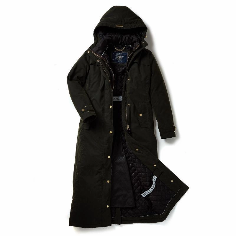 Holland Cooper Wax Longline Ladies Field Coat - Dark Olive Exclusive Online Deal Today Only Hot Sale