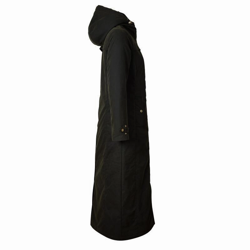 Holland Cooper Wax Longline Ladies Field Coat - Dark Olive Todays Mega Savings