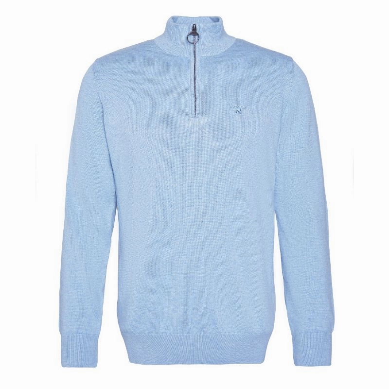 Daily Hot Deal Barbour Cotton Half Zip Mens Jumper - Dark Chambray