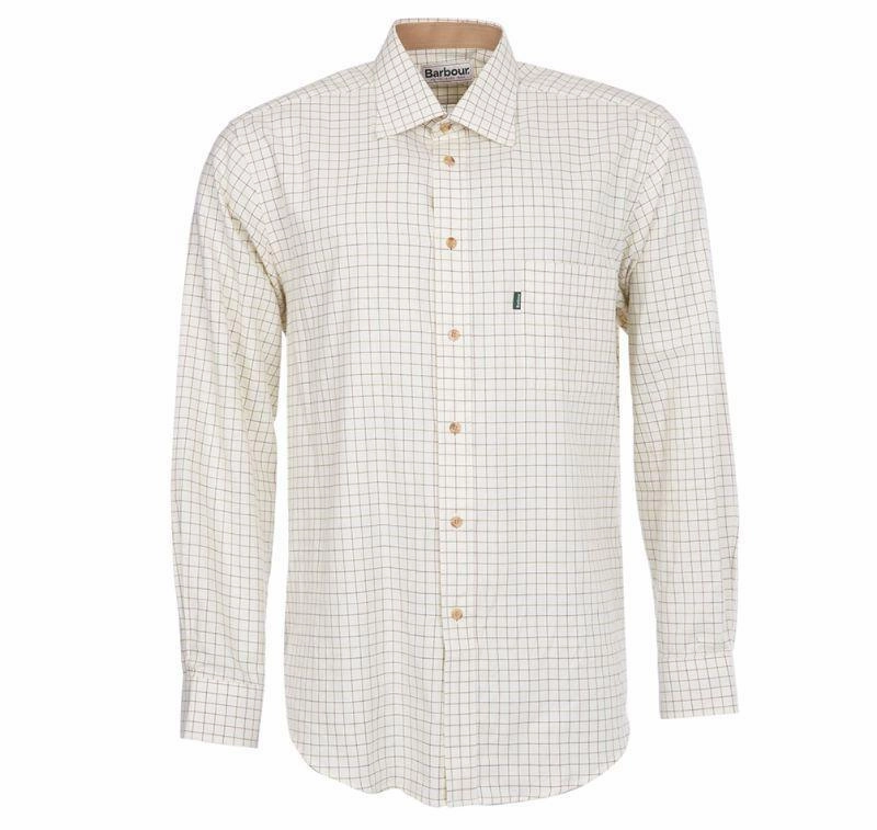 Limited Stock Hot Deal Hot Offer Event Barbour Field Tattersall Classic Collar Mens Shirt - Green/Brown