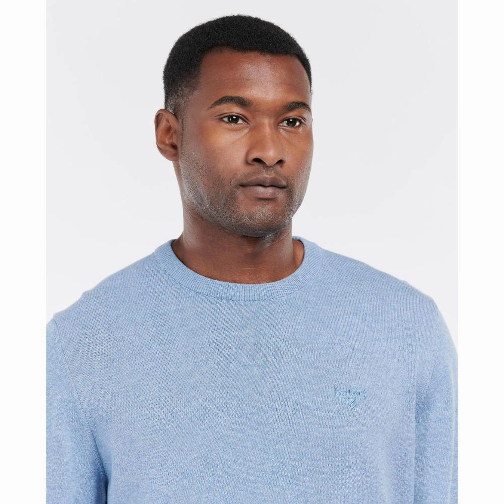 Barbour Pima Cotton Mens Crew Neck Jumper - Dark Chambray Price Drop Alert