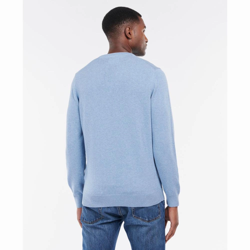 Best Deal Alert Barbour Pima Cotton Mens Crew Neck Jumper - Dark Chambray