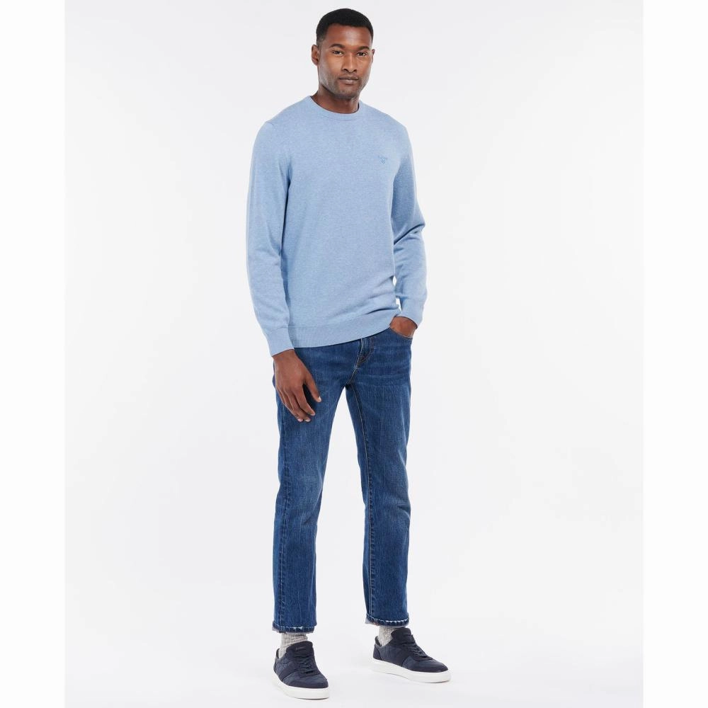 Barbour Pima Cotton Mens Crew Neck Jumper - Dark Chambray Todays Mega Savings Shop Save Big