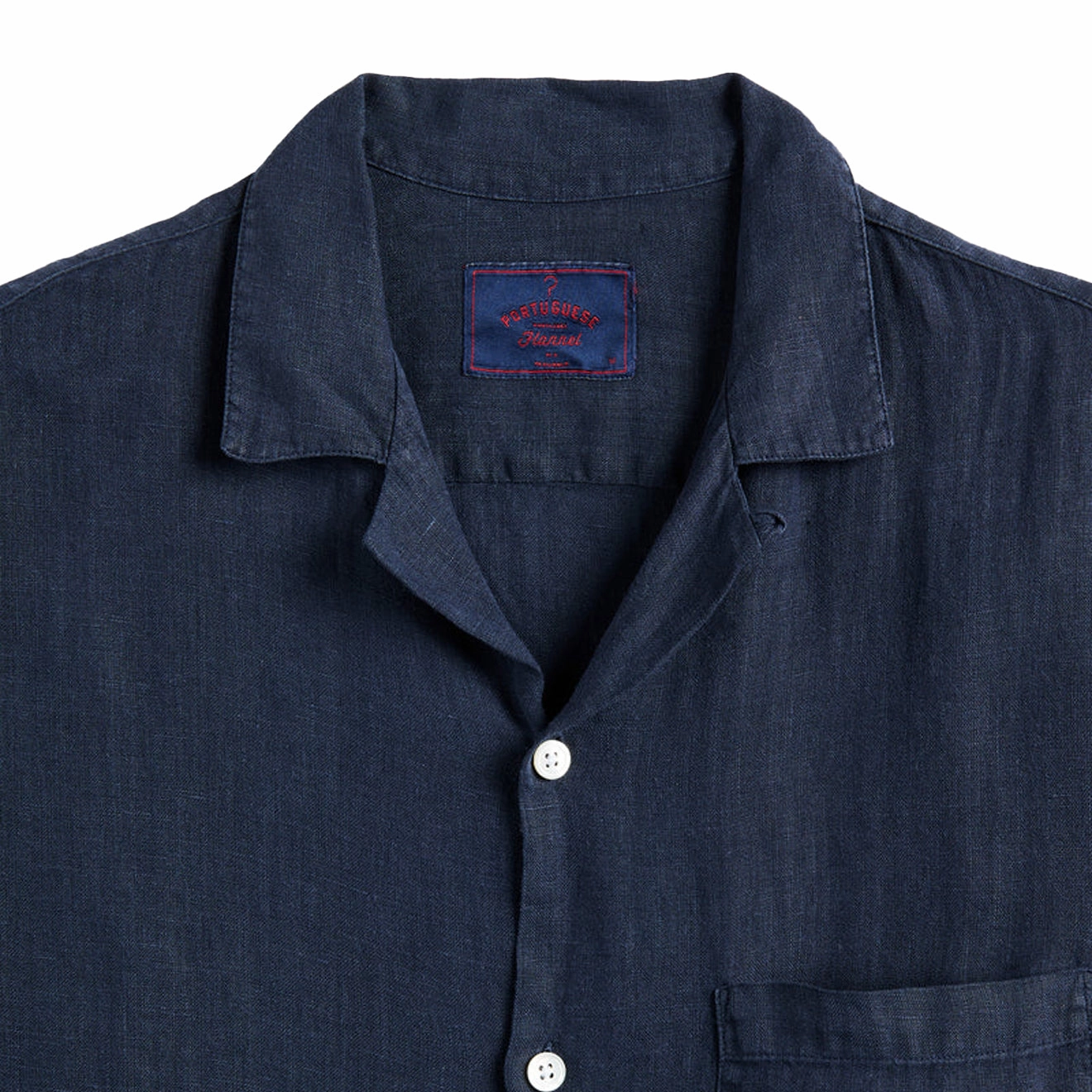 Portuguese Flannel Linen Camp Collar S/S Shirt Navy Trending Today Steal Surprise Offer Now