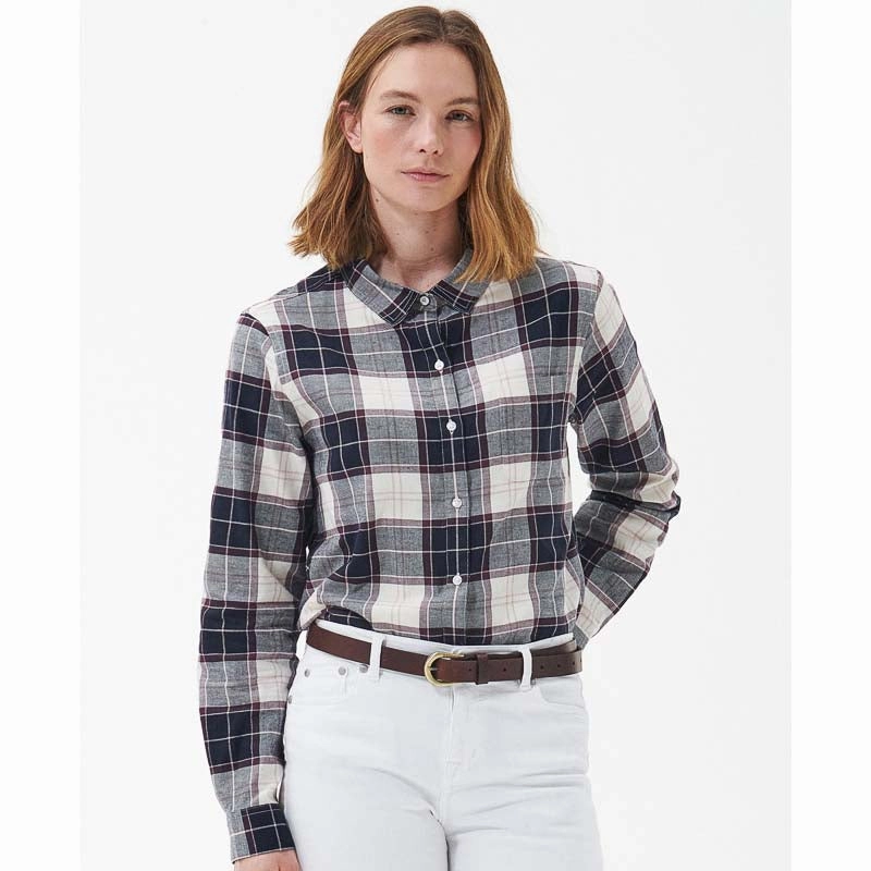 Barbour Pendula Ladies Shirt - Cloud/Navy Check Mega Savings Now Special Steal Event