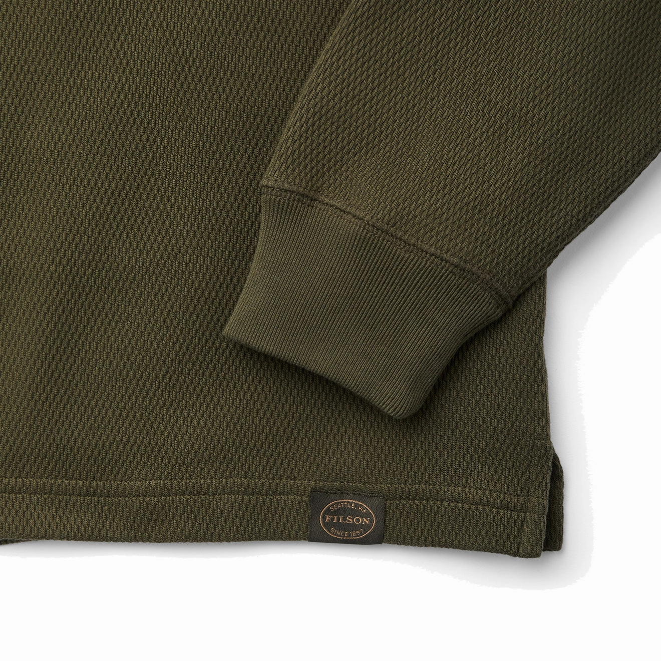 Filson Waffle Knit Thermal Crew Neck L/S Top Mossy Rock Special Steal Event