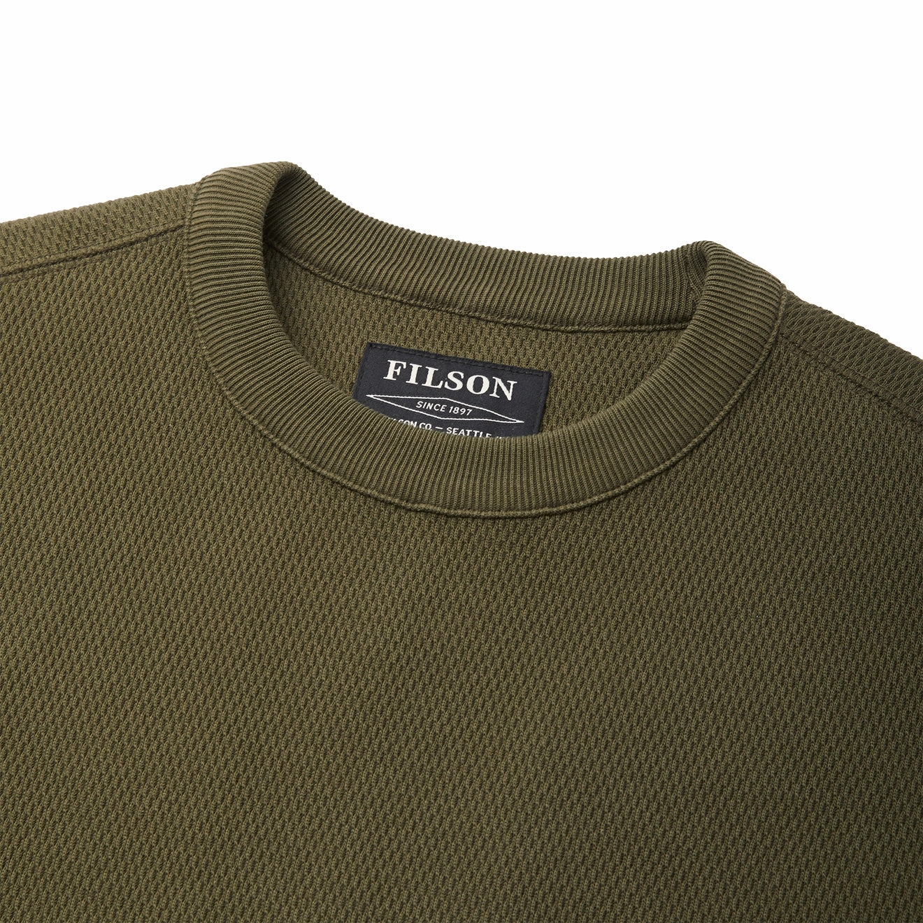 Filson Waffle Knit Thermal Crew Neck L/S Top Mossy Rock Instant Savings Inside