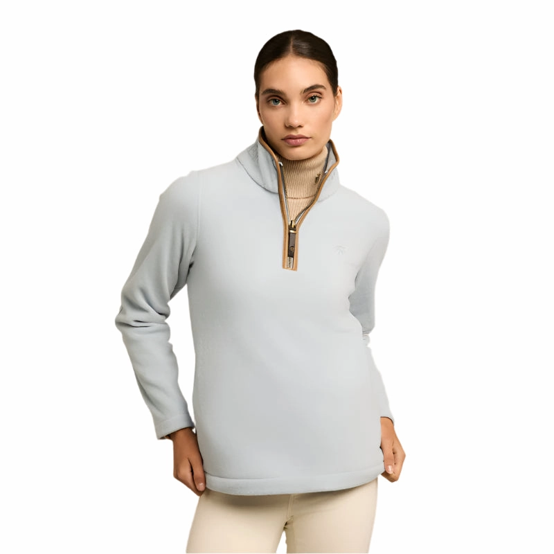 New Arrival Discount Limited Stock Alert Holland Cooper Country Ladies Fleece Quarter Zip Jumper - Pale Blue