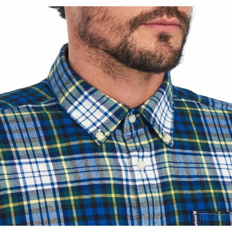 Barbour Highland Check 34 Mens Tailored Shirt - Bright Blue Special Steal Event Trendy Picks Today