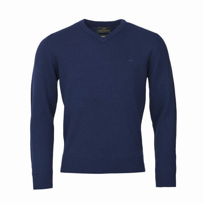 Laksen Johnston V-Neck Lambswool Mens Jumper - Navy Exclusive Hot Pick