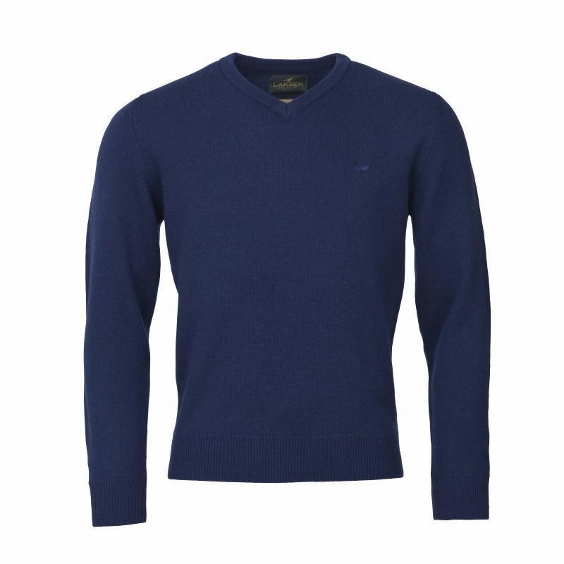 Laksen Johnston V-Neck Lambswool Mens Jumper - Navy Shop Save Today Grab Your Hot Pick