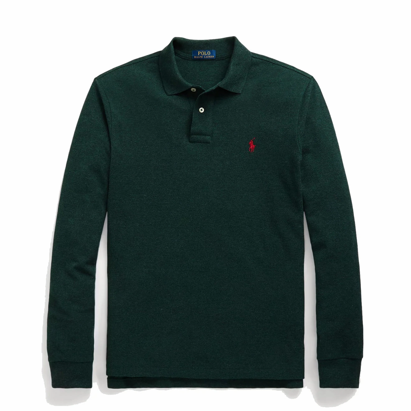 Polo Ralph Lauren L/S Custom Slim Fit Polo Shirt Scotch Pine Heather Special Price Offer