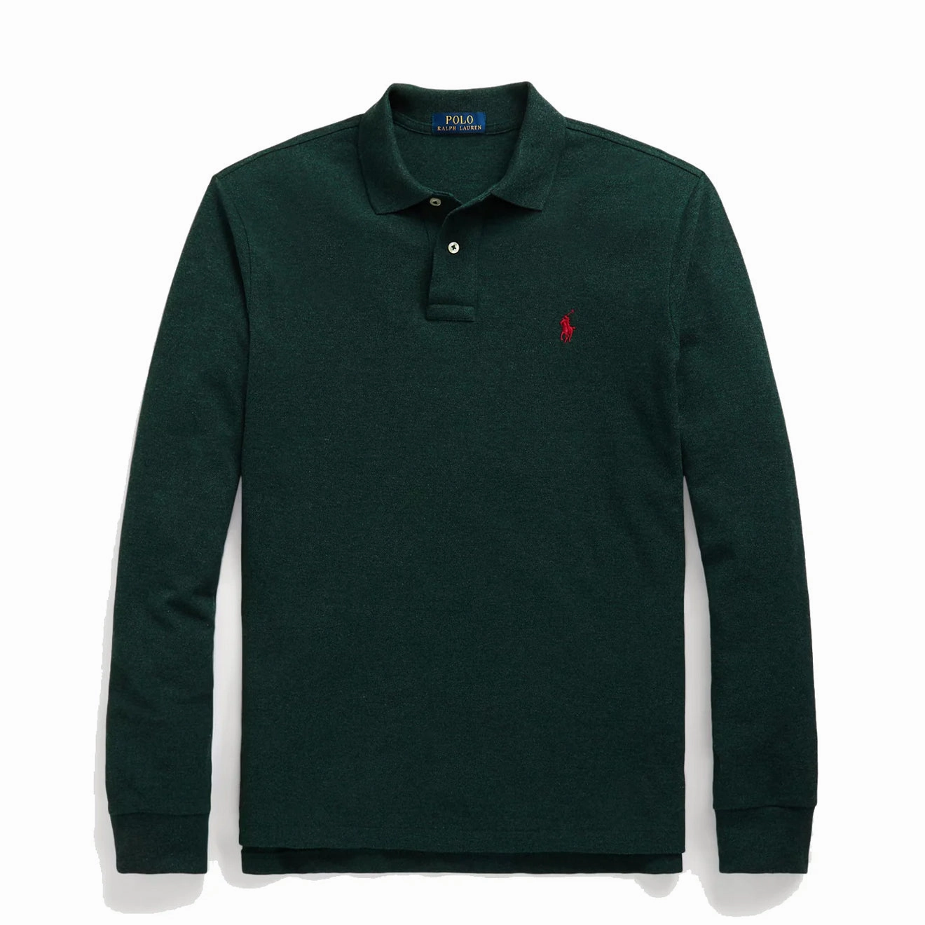 Polo Ralph Lauren L/S Custom Slim Fit Polo Shirt Scotch Pine Heather Flash Sale Alert Now