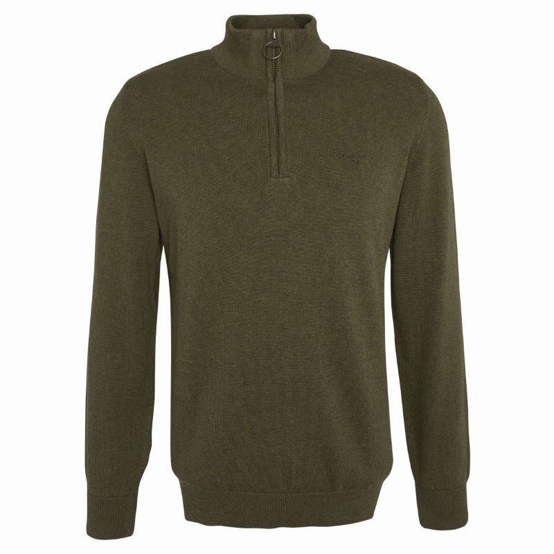 Online Deal Frenzy Limited Time Offer Barbour Cotton Half Zip Mens Jumper - Dusty Olive