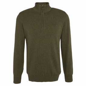 Barbour Cotton Half Zip Mens Jumper - Dusty Olive MustHave Items Dont Miss Todays Deal