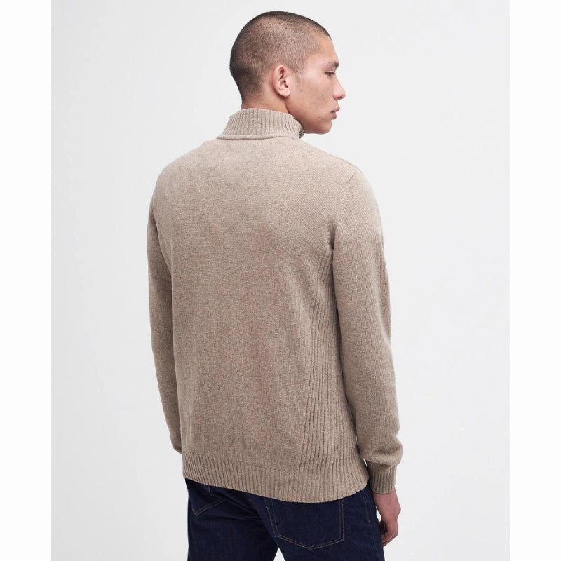Barbour Nelson Essential Lambswool 1/4 Zip Mens Jumper - Stone Best Price Today