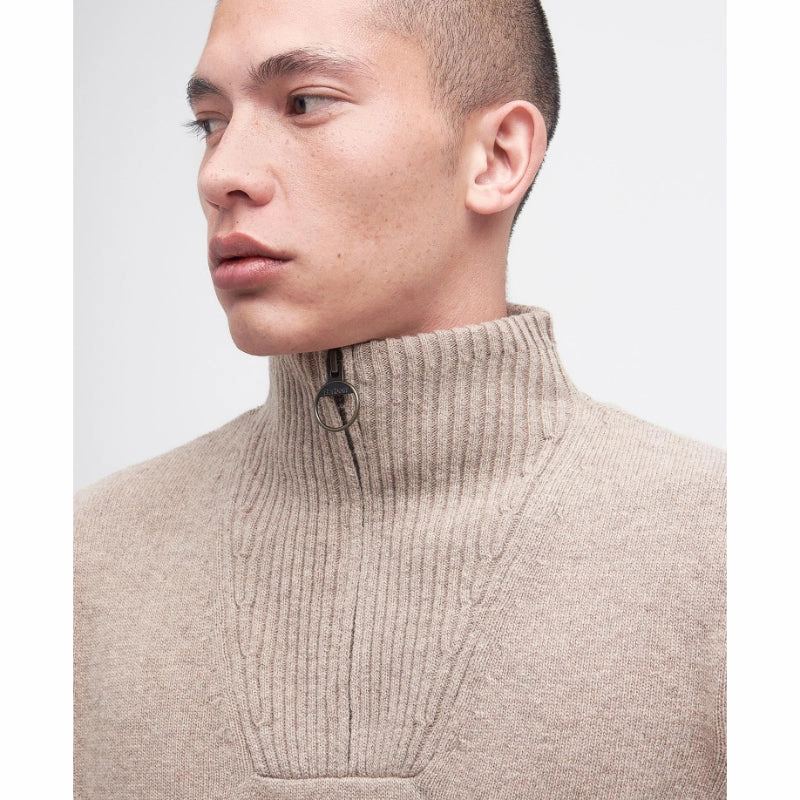 Flash Discount Today Exclusive Deal Inside Barbour Nelson Essential Lambswool 1/4 Zip Mens Jumper - Stone