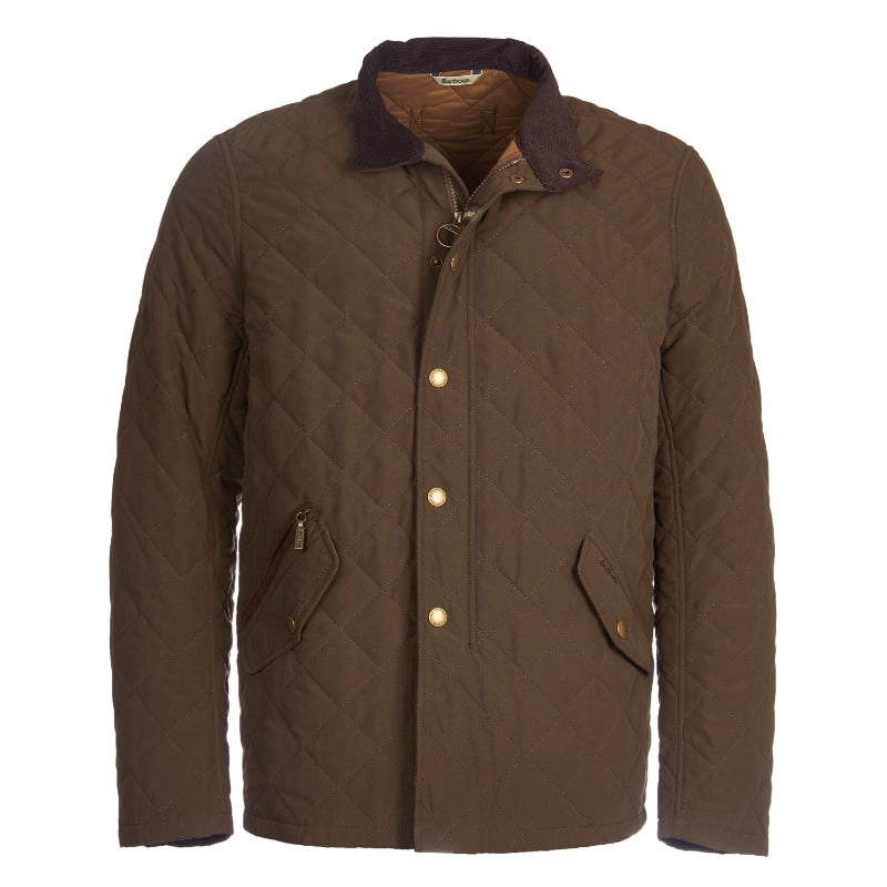 Online Exclusive Steal Barbour Shoveler Mens Quilted Jacket - Dark Olive