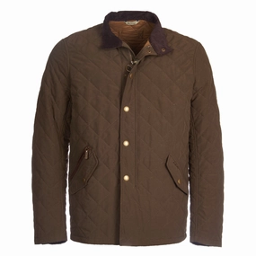 Online Exclusive Steal Barbour Shoveler Mens Quilted Jacket - Dark Olive