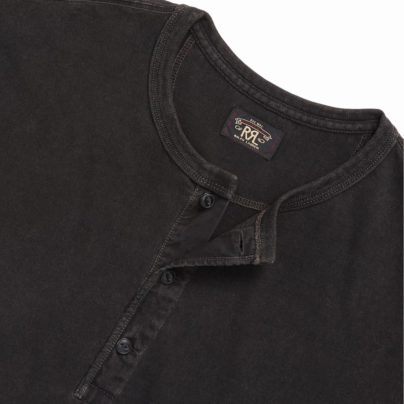 Rrl By Ralph Lauren Indigo Jersey Henley Shirt Sulphur Black Limited Stock Offer Exclusive Online Discount
