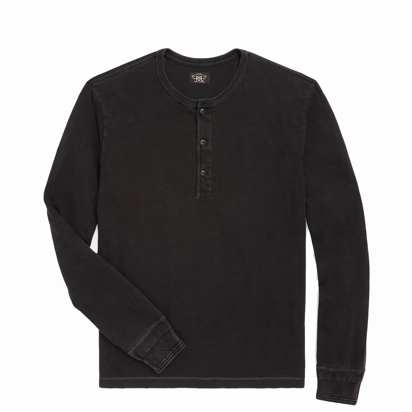Rrl By Ralph Lauren Indigo Jersey Henley Shirt Sulphur Black Best Seller Discount