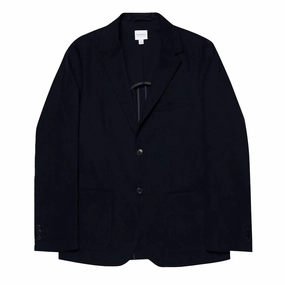 Sunspel Brushed Cotton Blazer Navy Hot Clearance Now