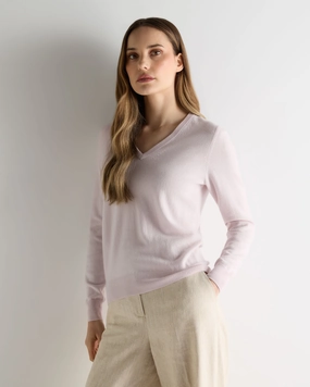 Women'S Phoebe V Neck Cashmere Jumper Chalk Pink Save Today Event