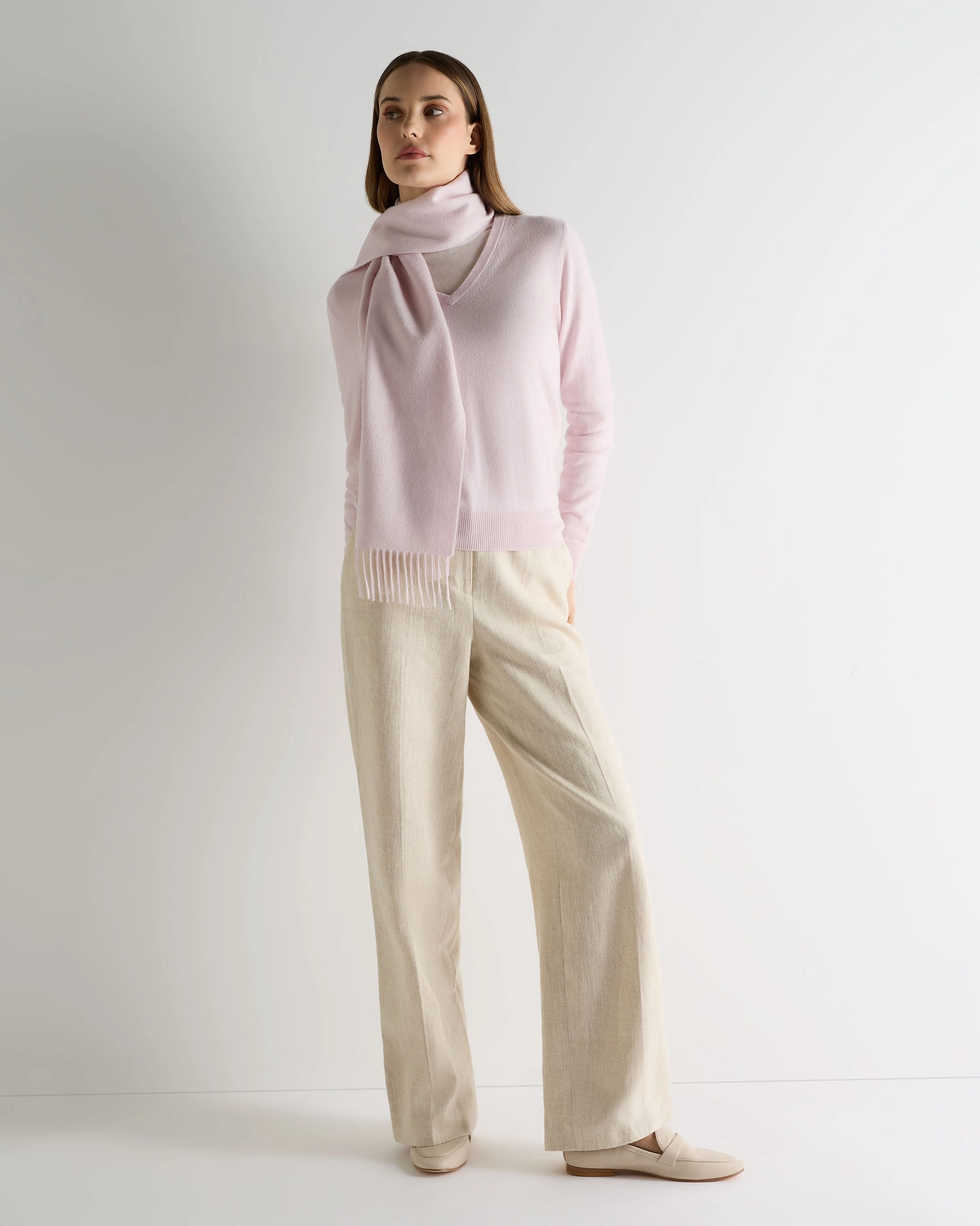 Women'S Phoebe V Neck Cashmere Jumper Chalk Pink Sale Ending Soon