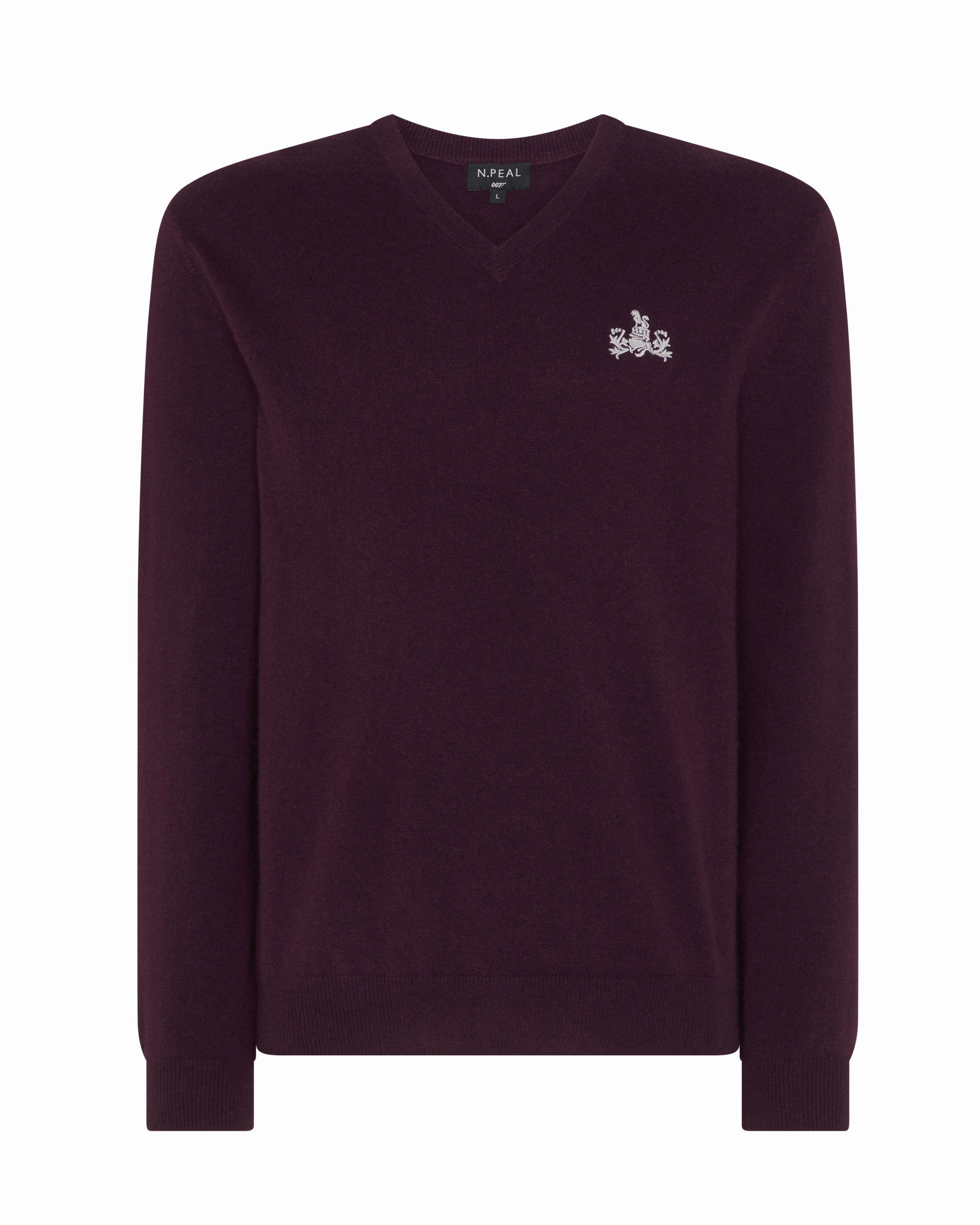 Price Drop Frenzy Today Only Discount Alert 007 Logo V Neck Cashmere Jumper Plum Purple