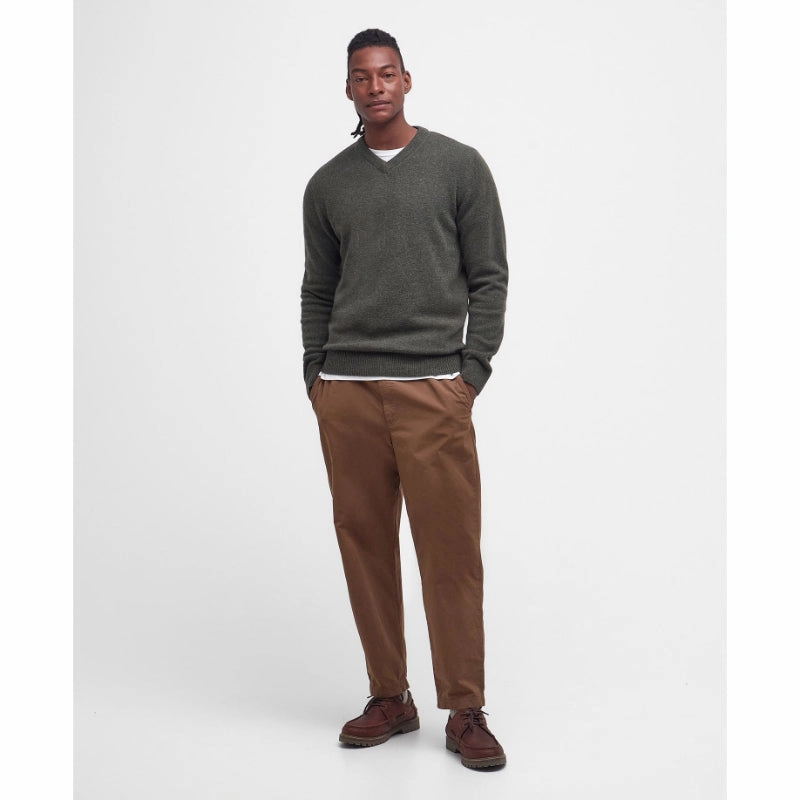 Barbour Nelson Essential Lambswool V Neck Mens Jumper - Seaweed MustShop Sale Daily Special Offer