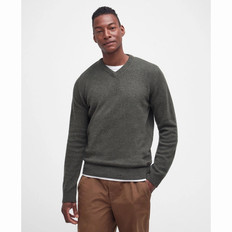 Barbour Nelson Essential Lambswool V Neck Mens Jumper - Seaweed Exclusive Online Discount Grab Your Deal Today