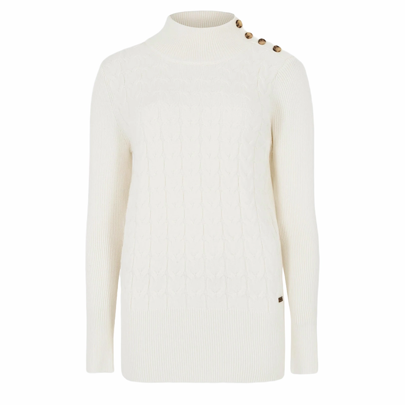 Dubarry Womens Claremont Cable Stitch Mock Neck Knit Chalk Shop Save Big Grab Save Today