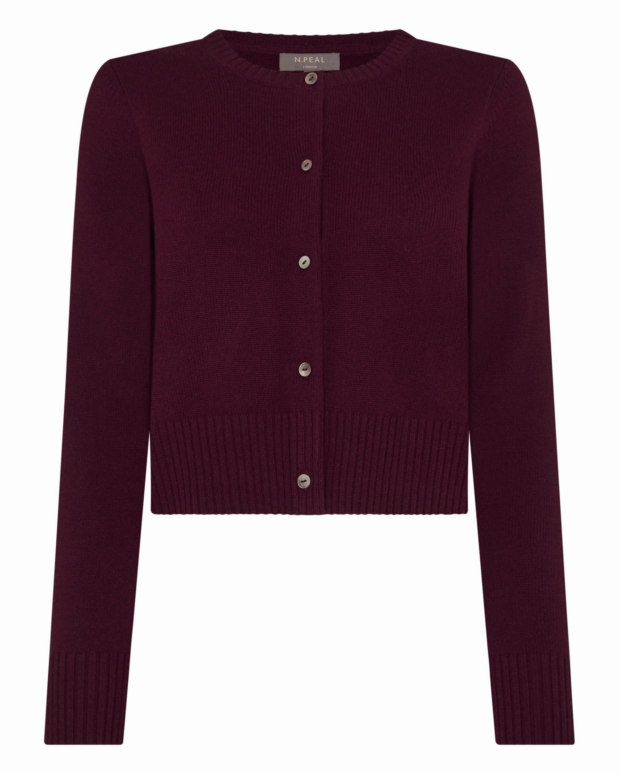 Women'S Chunky Crop Cashmere Cardigan Bordeaux Red Best Price Today Exclusive Deal Inside