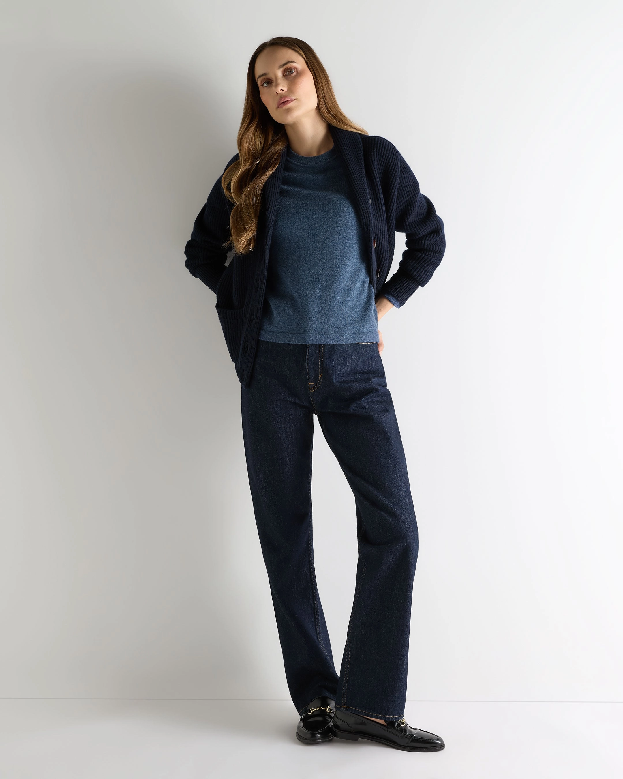 Instant Savings Deal Dont Miss This Offer Women'S Hallie Round Neck Cashmere Jumper Light Denim Blue