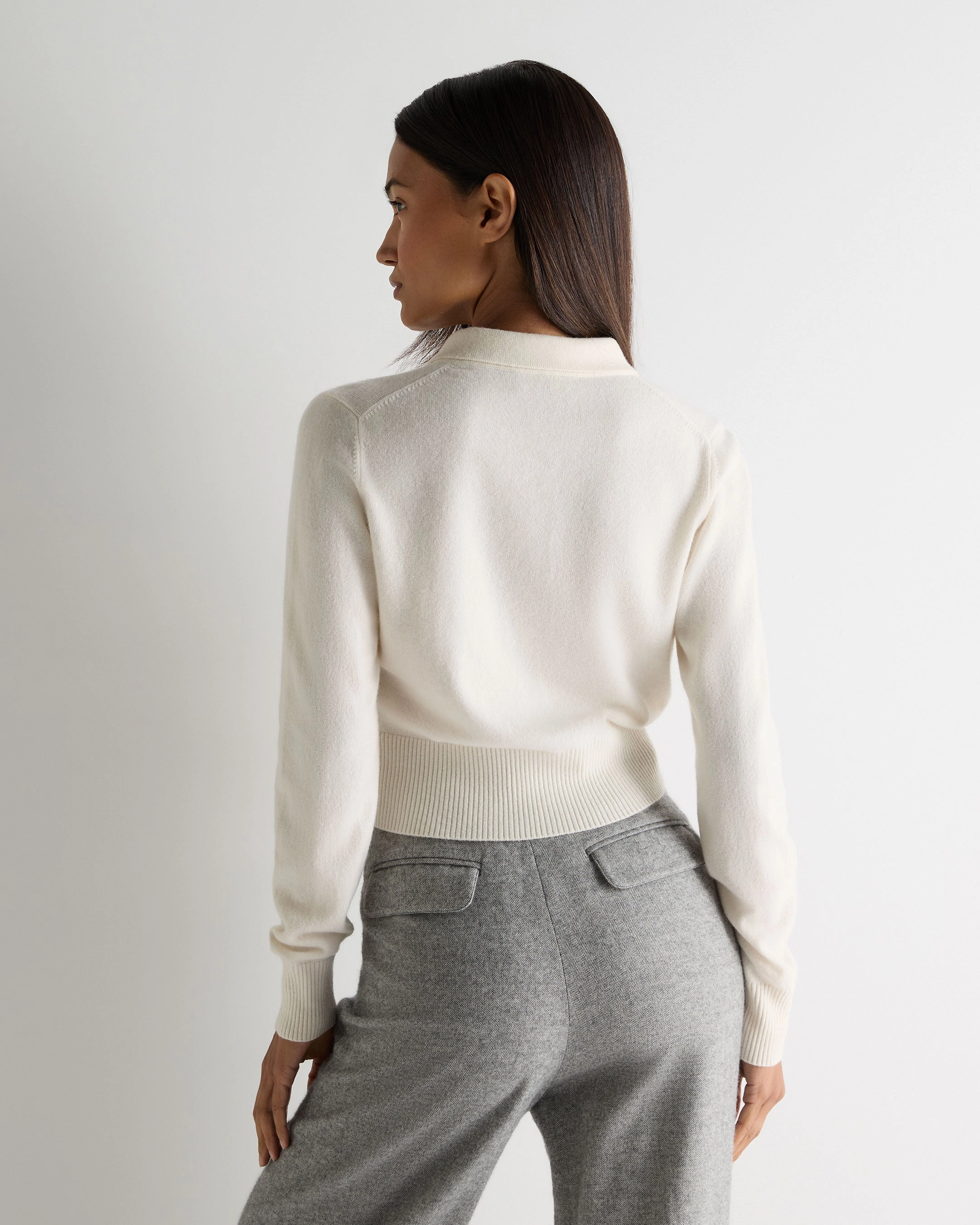 Women'S Thea Collared Cashmere Cardigan New Ivory White Mega Discount Today